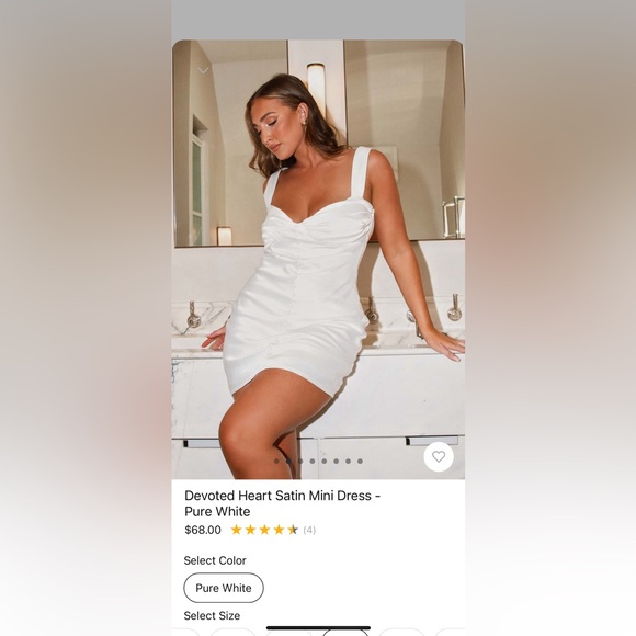 Devoted heart satin mini dress in pure white - Picture 2 of 6